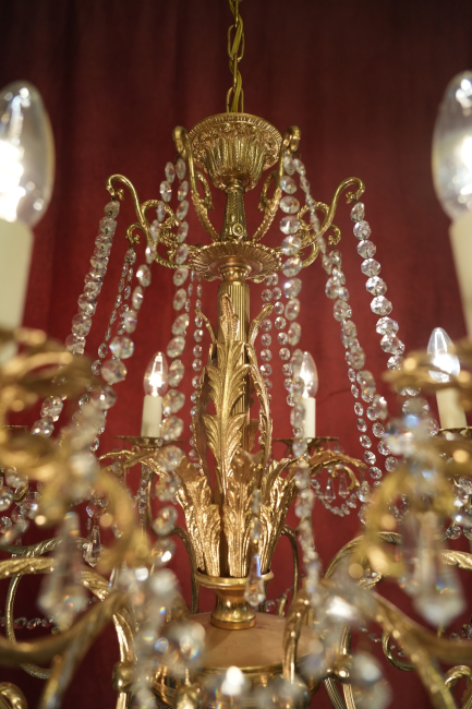 Preview: schöner mittelgroßer Strass-Kristall-Lüster Goldbronze 8 flammig