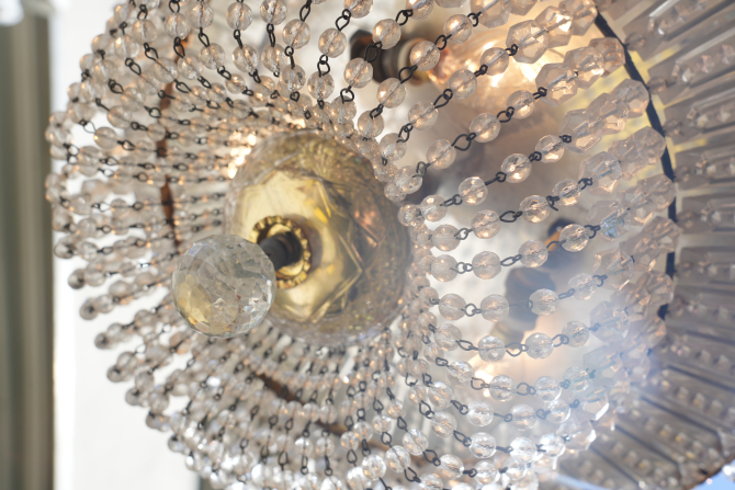 Preview: seltene italienische Deckenlampe Plafoniere Kristall Messing