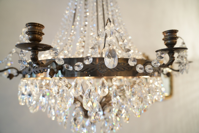 Prunkvoller Bleikristall Stufenlüster Bronze Kaskadenlüster 67 cm