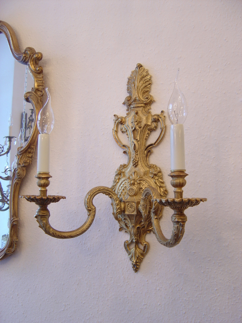 Preview: large wall lamps pair brass sconces old appliques 2 lights Lámparas de pared