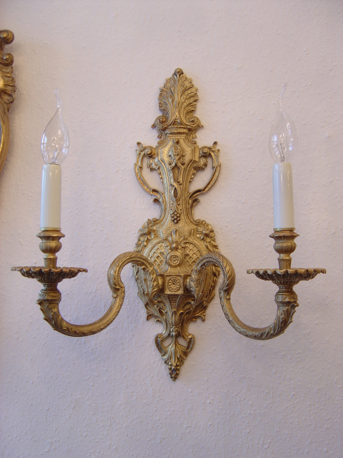 Preview: large wall lamps pair brass sconces old appliques 2 lights Lámparas de pared