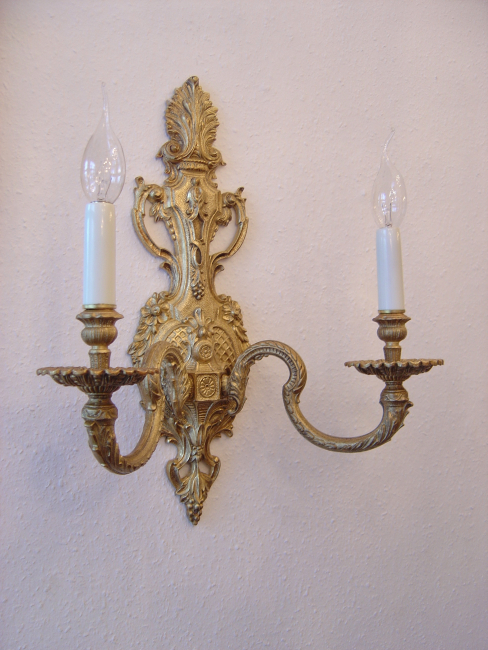 Preview: large wall lamps pair brass sconces old appliques 2 lights Lámparas de pared