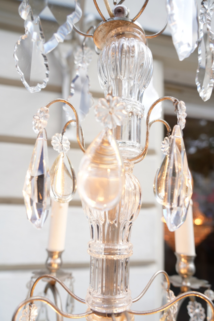 French Silver-Plated Crystal Chandelier, 9 Lights (6+3), Circa 1890–1910