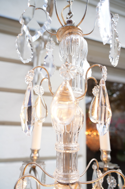 French Silver-Plated Crystal Chandelier, 9 Lights (6+3), Circa 1890–1910