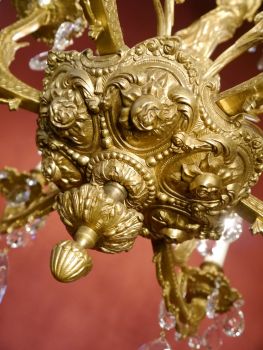 RARITÄT 12 flammiger Kronleuchter Karyatiden Figur als tragende Säule