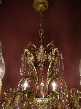Preview: 6 lights brass chandelier quality crystal heard shape