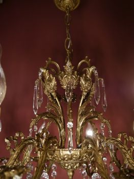Preview: 6 lights brass chandelier quality crystal heard shape
