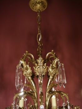 6 lights brass chandelier quality crystal heard shape