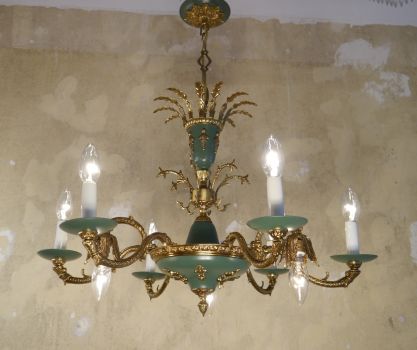 9 light empire chandelier green warm varnish!