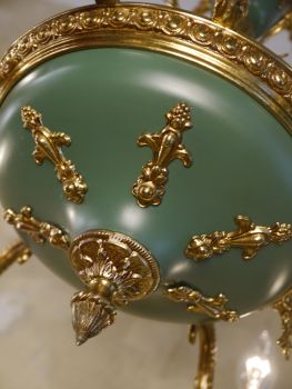 9 light empire chandelier green warm varnish!