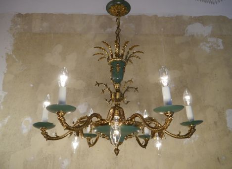 9 light empire chandelier green warm varnish!