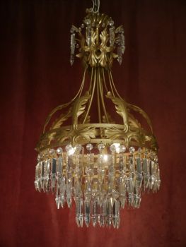 Preview: italy 3-light crystal chandelier goldbronze