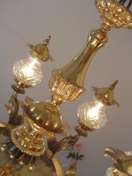 Französischer Drachen-Kronleuchter, 6-flammig, Messing, um 1970