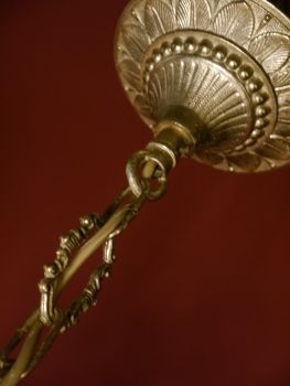 "Drachen" Kronleuchter alt vernickelt feines Opalglas, Blickfang!