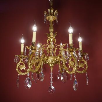 spanischer Kronleuchter ägyptischen Figuren Goldbronze