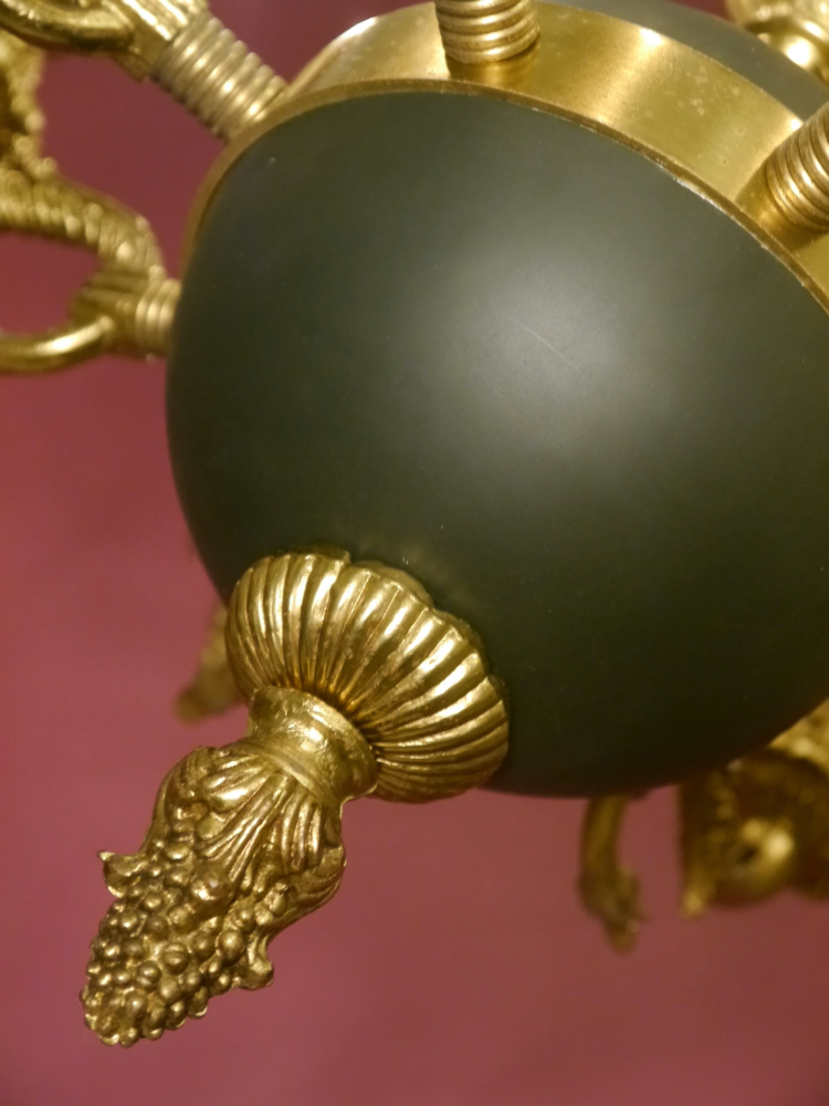 Französischer Empire-Kronleuchter aus Messing mit Tierfiguren, 6-flammig, um 1960