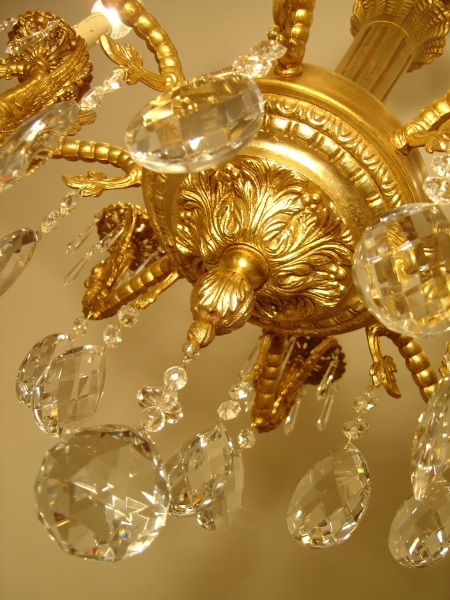 Blickfang - Drachen Kronleuchter Goldbronze hochwertig Kristallbehang!