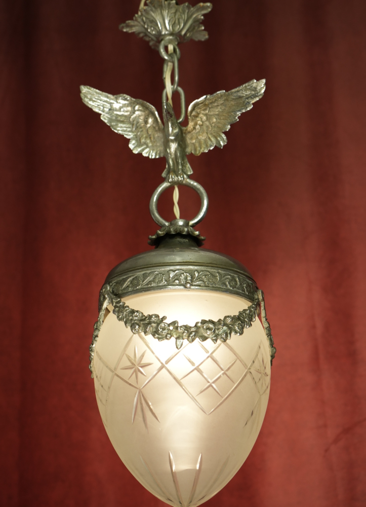 seltene Jugendstil Lampe silber Nickel Adler Figur