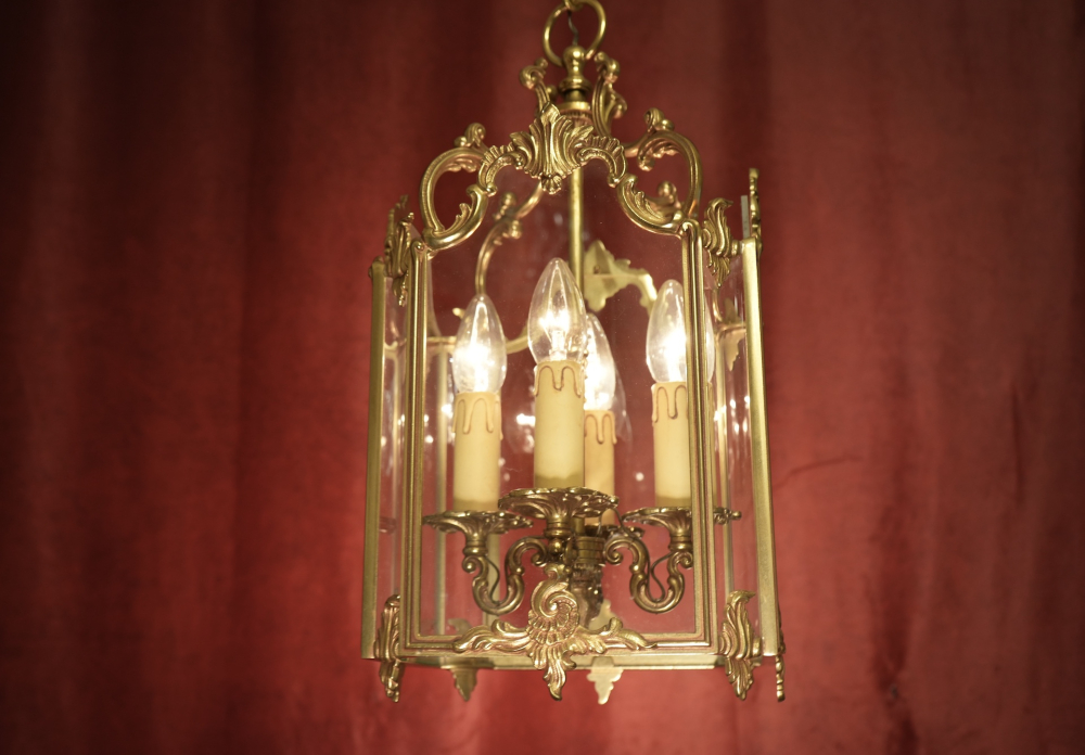 Messing glänzend Laterne 4 flammig