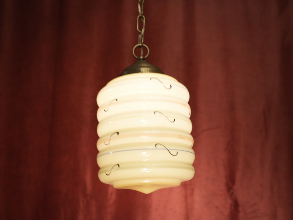 schöne Art Deco Lampe antik Bronze gelbes Glas