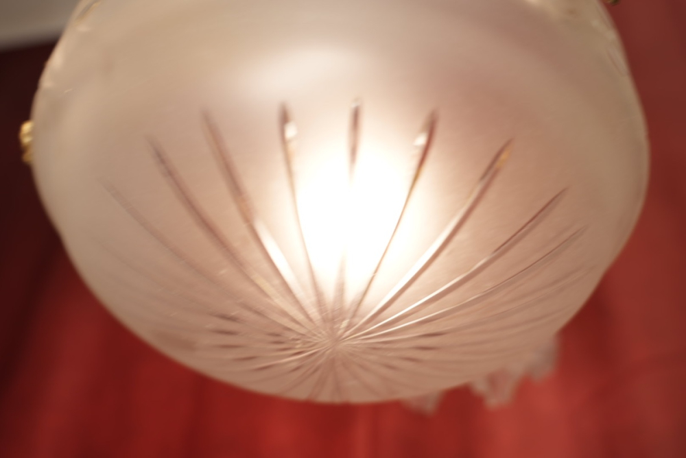 schöne alte hohe antike Goldbronze Lampe 4 flammig