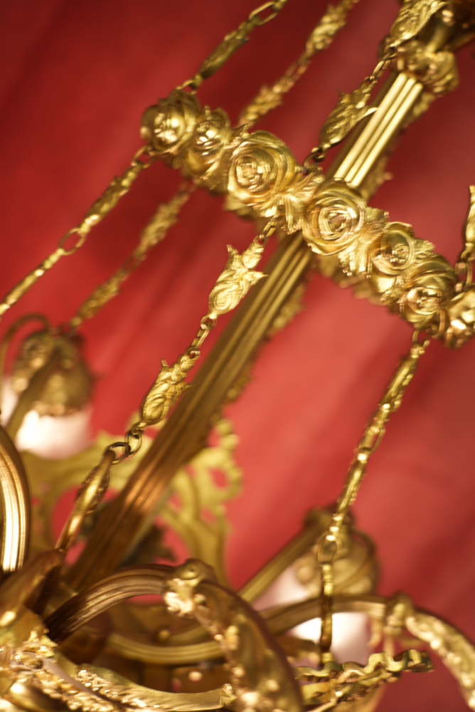 große wunderschöne antike Lampe Messing glänzend 7 flammig