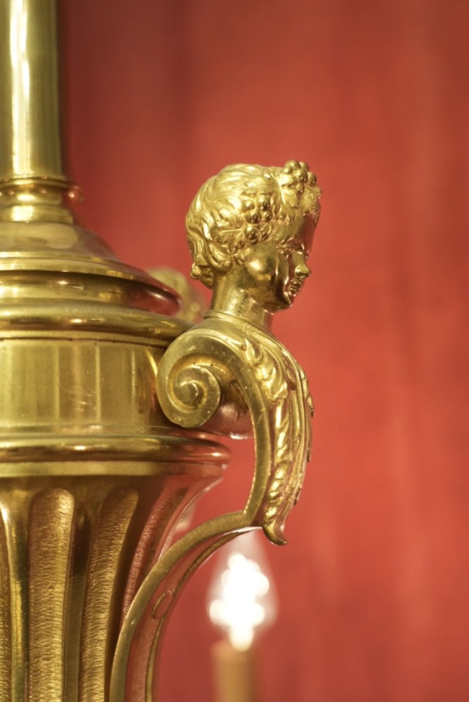 wunderschöner antiker Mazazin Kronleuchter Bronze 8 flammig