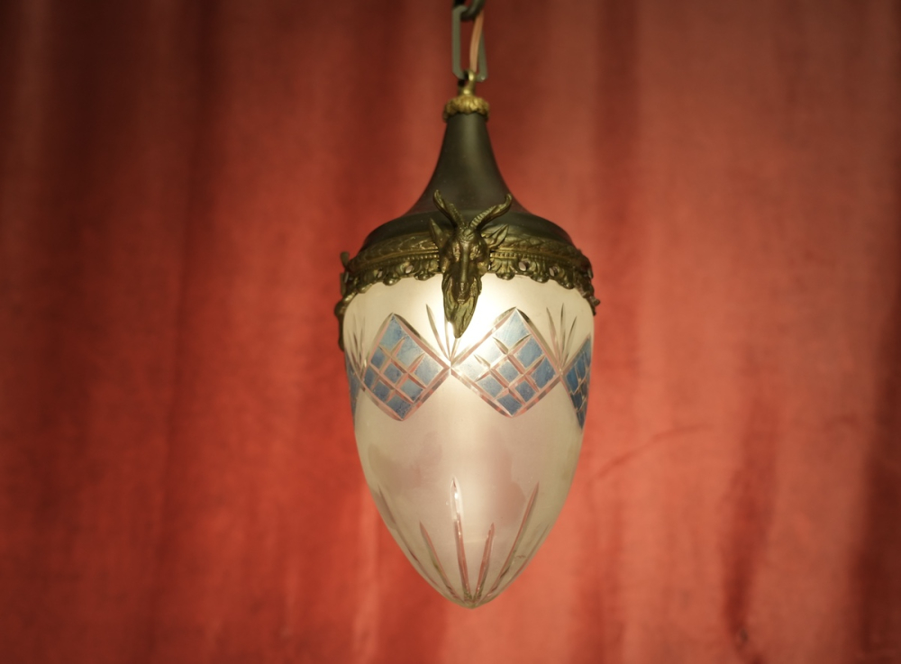 seltener Jugendstiltropfen farbiges Glas Bronze