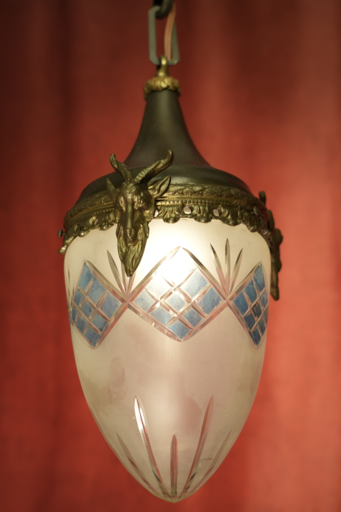 seltener Jugendstiltropfen farbiges Glas Bronze