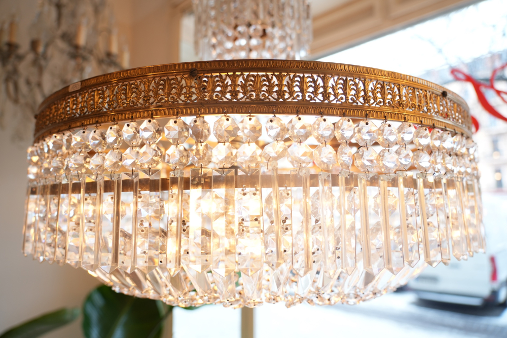 wunderschöner großer Korblüster Messing filigran 12 flammig