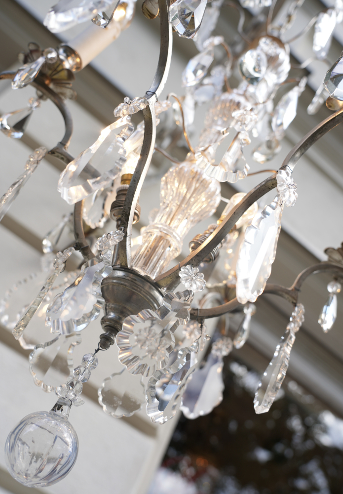 French Silver-Plated Crystal Chandelier, 9 Lights (6+3), Circa 1890–1910