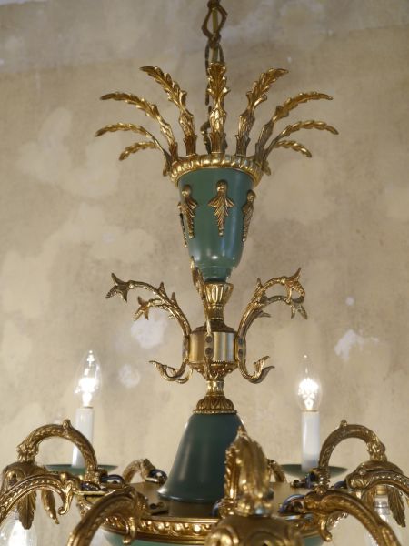 9 light empire chandelier green warm varnish!