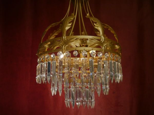 italy 3-light crystal chandelier goldbronze