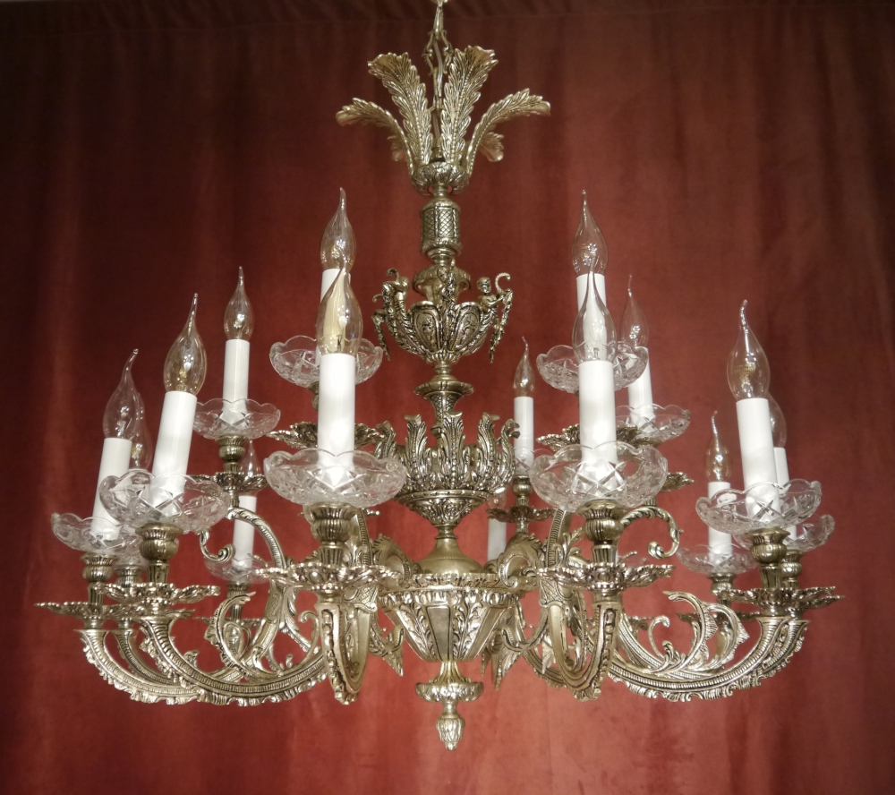großer moderner silber-nickelfarben Kronleuchter Messing 18 Lampen