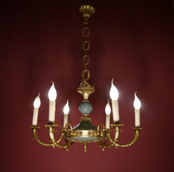 Kleiner Empire-Kronleuchter, 6-flammig, Frankreich um 1970