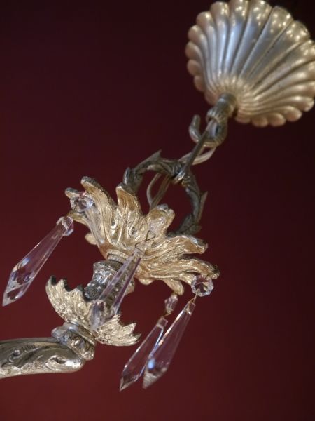 Glücksbringer - große Fee-Figur Kronleuchter silberfarben mit 12 Lampen