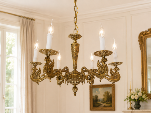 Drachen Arm Kronleuchter Bronze 8 flammig