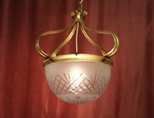 schöne schlichte Jugendstil Lampe Goldbronze