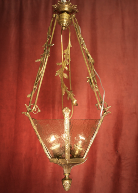 seltene Form Laterne Bronze farbigen strukturiertes Glas