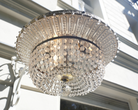 seltene italienische Deckenlampe Plafoniere Kristall Messing