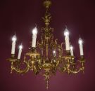 filigran-verzierter Messing Kronleuchter Spanien um 1970