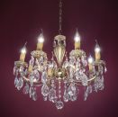 französischer goldbronze Lüster, üppig Glasbehang