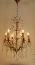 antique spanish bronze chandelier with crystal cones sold to Hamburg Germany