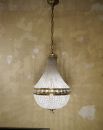 Basket chandelier with beads and crystal slate cut brass