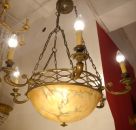 große antike Bronze Lampe Kronleuchter Alabasterschale