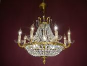 Perlmut Kristall Korblüster Messing glänzend