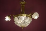 antiker Korblüster Messing Perlenkaskaden 4 flammig