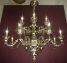 ITALY HUGE SILVER NICKEL CHANDELIER CEILING LAMP BRASS 16 LIGHT HOTEL