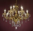 ausgewogener Kristall Glas Messing Kronleuchter fein verziert 12 flammig
