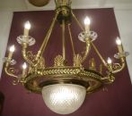 special huge original Empire Chandelier Glass Dome Bronze 12 light